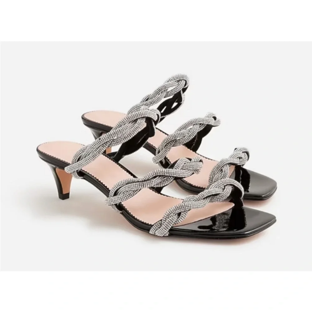 J. Crew Zadie strappy kitten heels with crystals sandals
